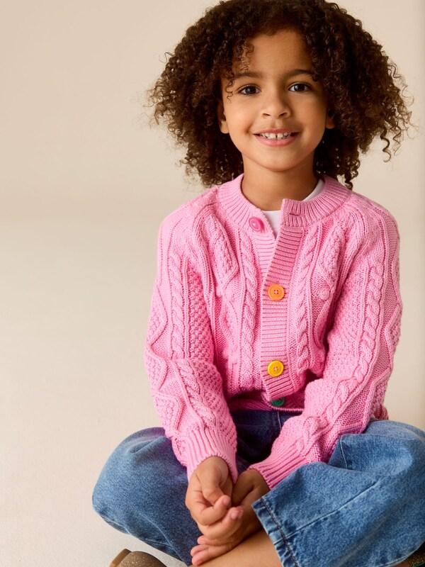 Seraphine Little Bird By Jools Oliver Pink Knitted Cable Cotton Cardigan