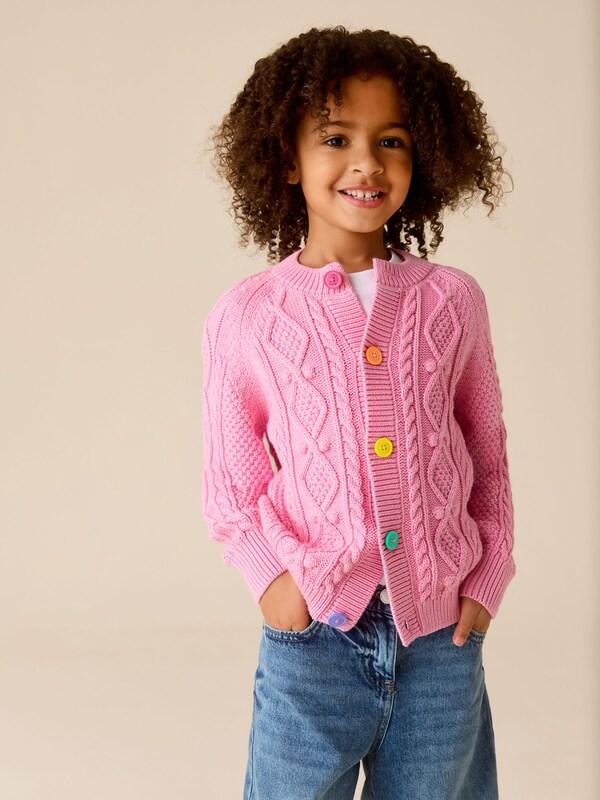 Seraphine Little Bird By Jools Oliver Pink Knitted Cable Cotton Cardigan
