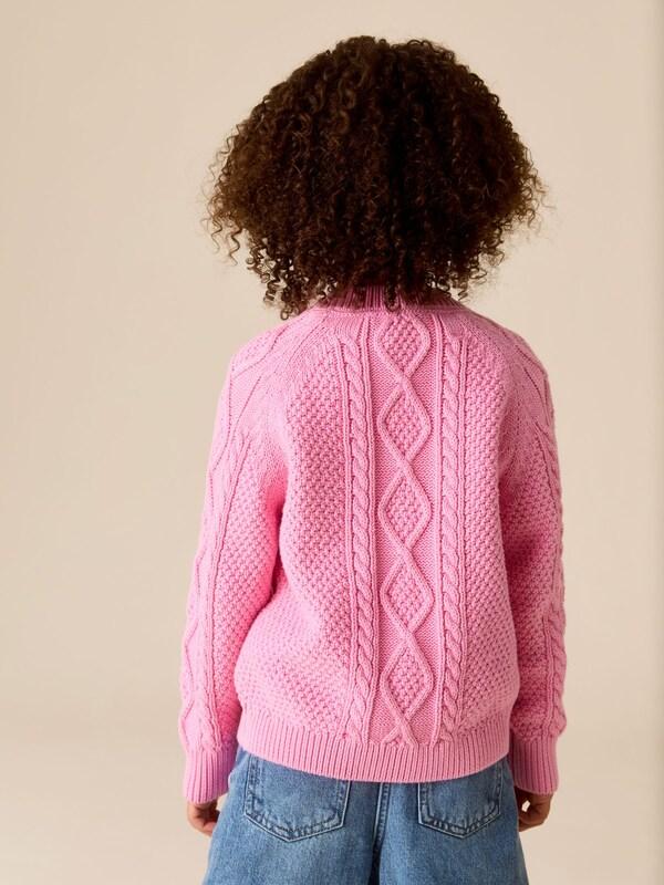 Seraphine Little Bird By Jools Oliver Pink Knitted Cable Cotton Cardigan
