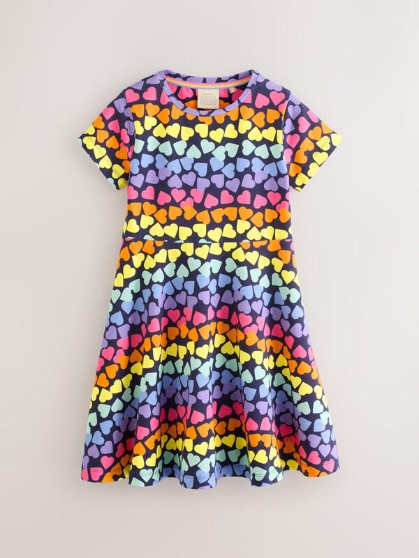 Seraphine Little Bird By Jools Oliver Rainbow Hearts Short Sleeve Jersey Skater Dress