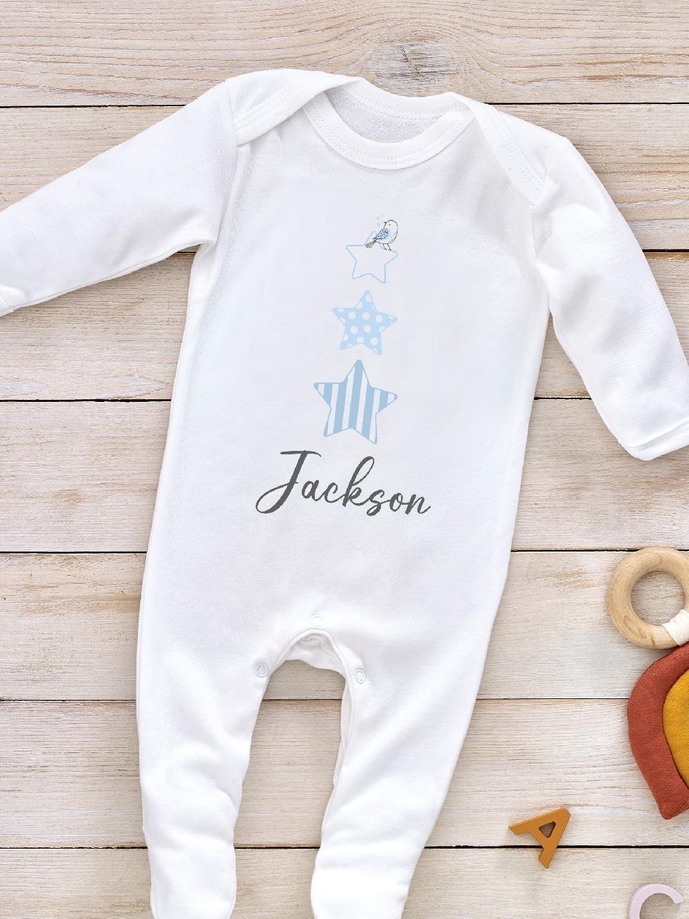 seraphine Little Years Personalised Babys Stars & Hearts Sleepsuit
