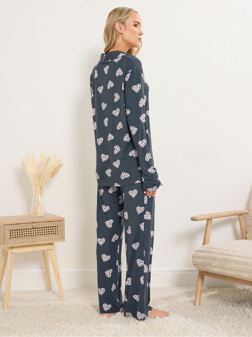 seraphine Long Tall Sally Grey Soft Touch Animal Heart Pyjamas Set