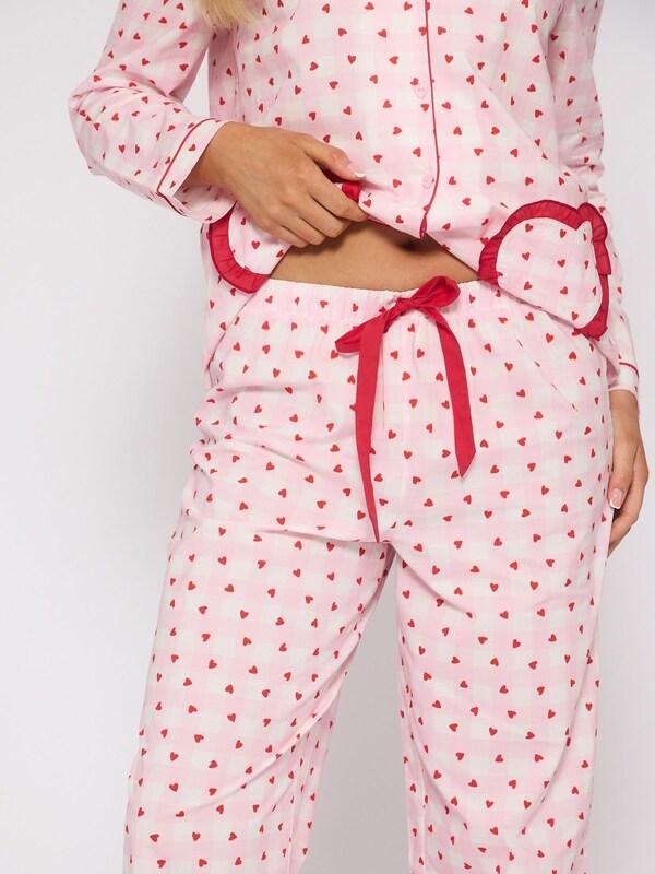 Seraphine Loungeable Pink Valentines Heart Gingham Long Sleeve Button Through Cotton Pyjamas