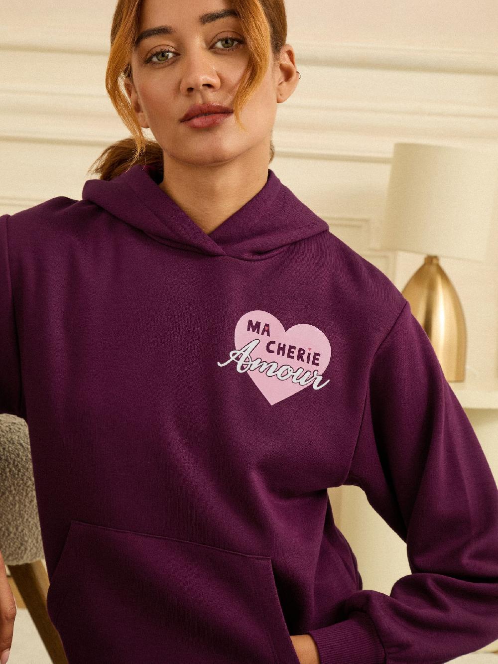 seraphine Love & Roses Berry Red Jersey Loungwear Hoodie