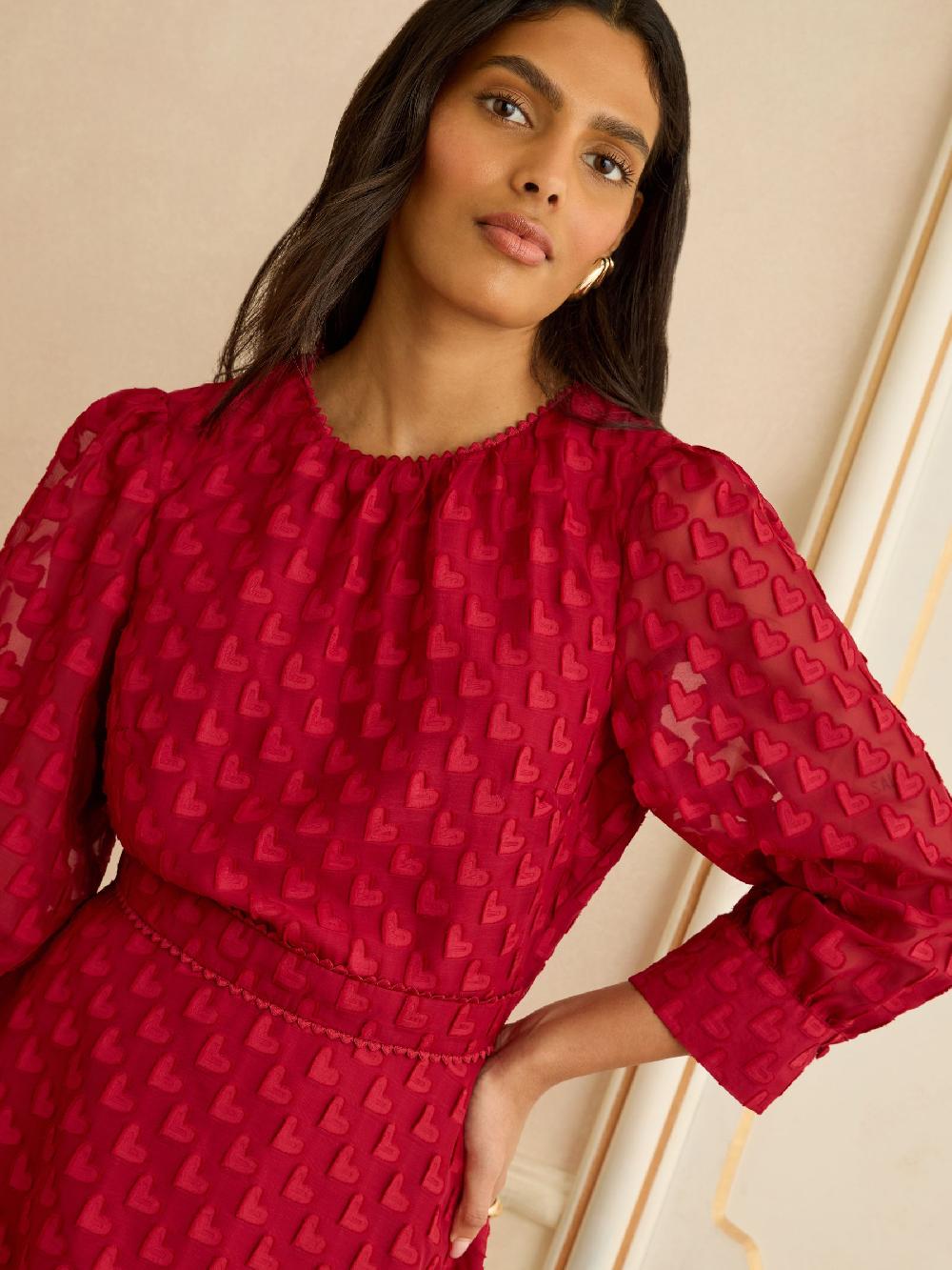 seraphine Love & Roses Red Heart 3D Crew Neck Mini Dress