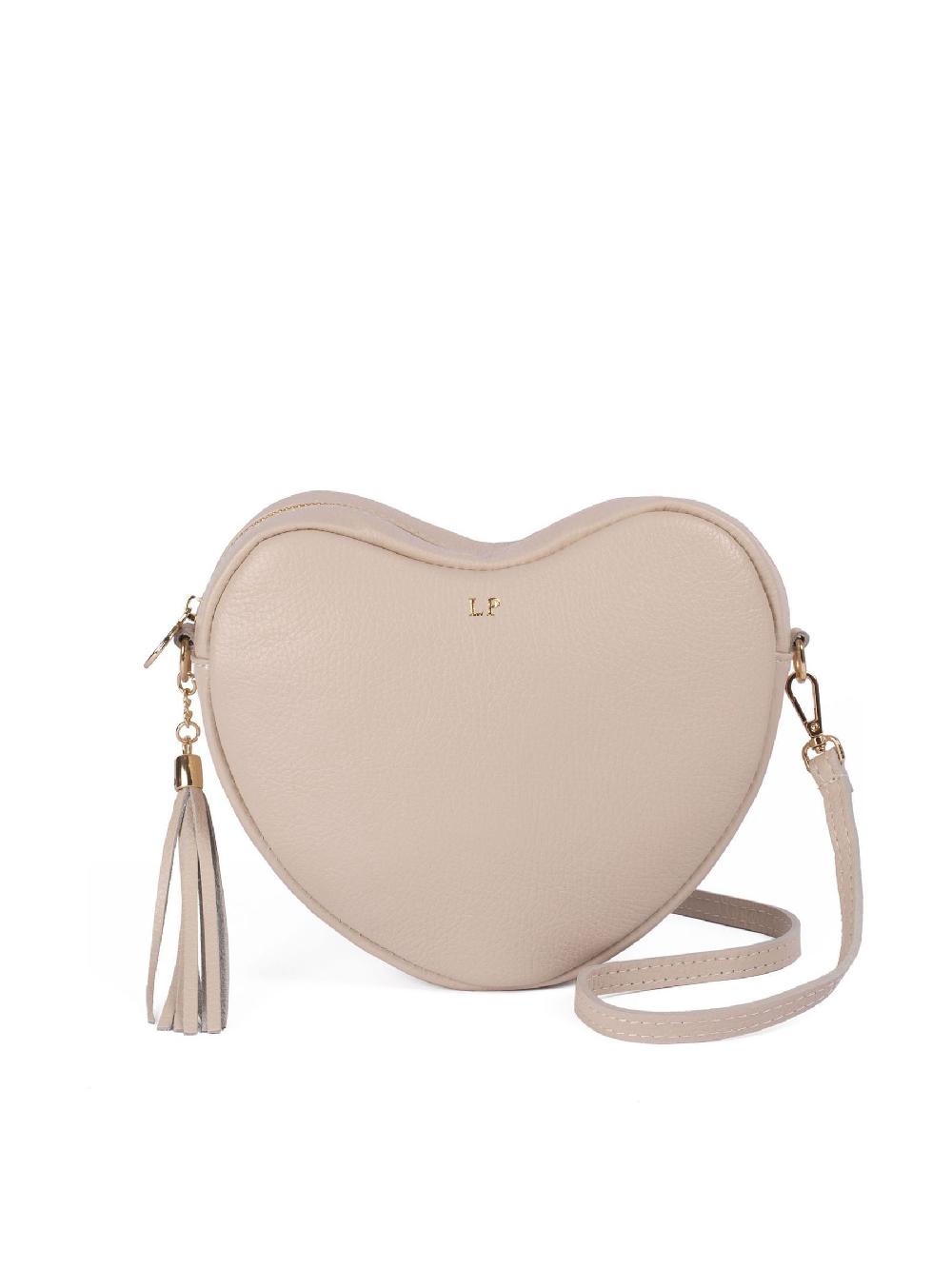 seraphine LRM Goods Personalised Leather Ella Crossbody Heart Bag