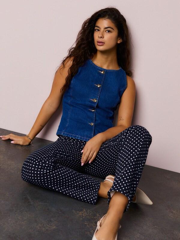 Seraphine Mid Blue Denim Heart Button Through Waistcoat