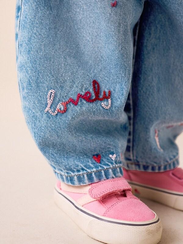 Seraphine Mid Blue Galentines Embroidered Jeans (3mths-7yrs)