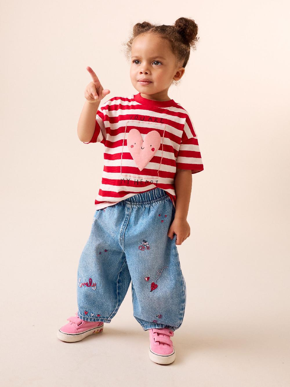 seraphine Mid Blue Galentines Embroidered Jeans (3mths-7yrs)