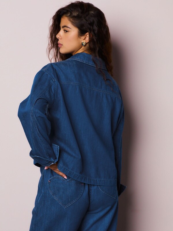 Seraphine Mid Blue Heart Pocket Detail Overhead Denim Shirt