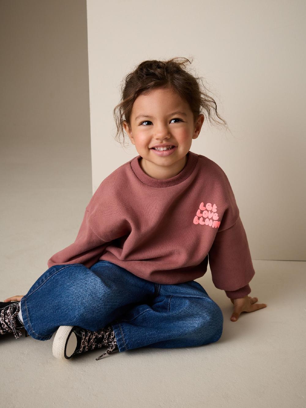 seraphine Mocha Brown Let Love Bloom Crew Neck Sweatshirt (3mths-7yrs)