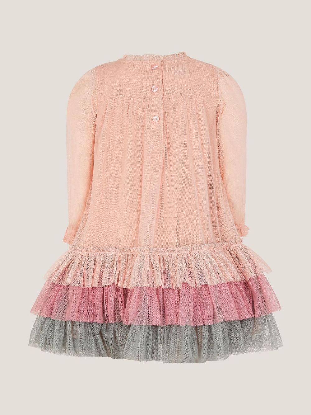 seraphine Monsoon Pink Baby Floral Embroidered Tulle Tiered Dress