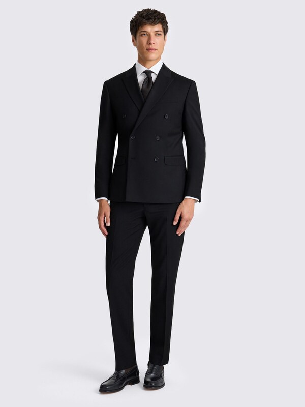 seraphine MOSS Black Slim Fit Double Breasted Stretch Suit Jacket