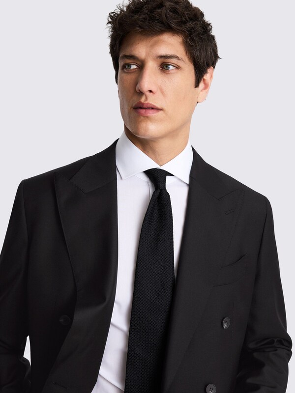 Seraphine MOSS Black Tailored Fit Double Breasted Twill Italian Suit Jacket