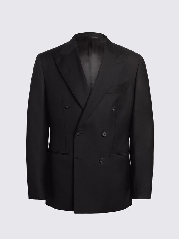 Seraphine MOSS Black Tailored Fit Double Breasted Twill Italian Suit Jacket