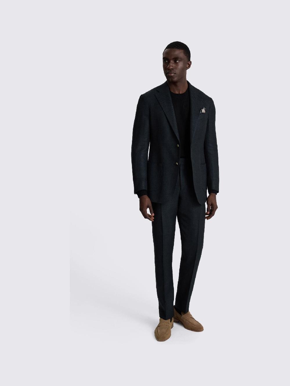 seraphine MOSS Black Tailored Fit Italian Twill Suit Jacket