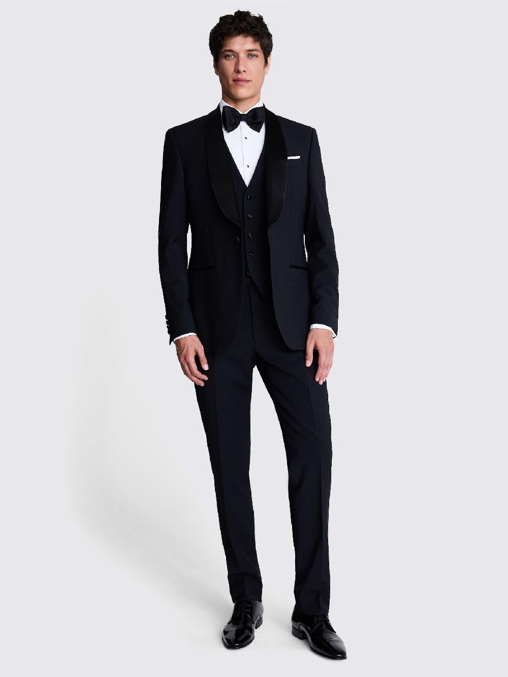 seraphine MOSS Black Tailored Fit Shawl Lapel Tuxedo Jacket