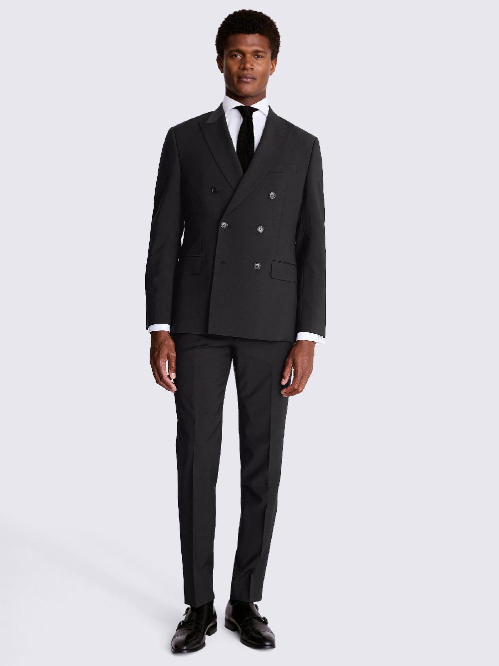 seraphine MOSS Black Tailored Fit Tailored Fit Performance Double Breasted Suit Jacket