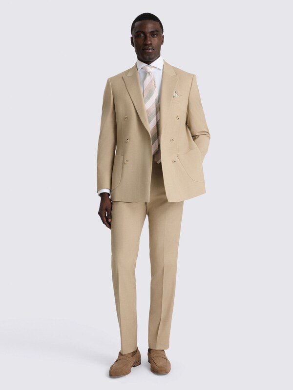 seraphine MOSS Blonde Camel Tailored Fit Double Breasted Suit Jacket