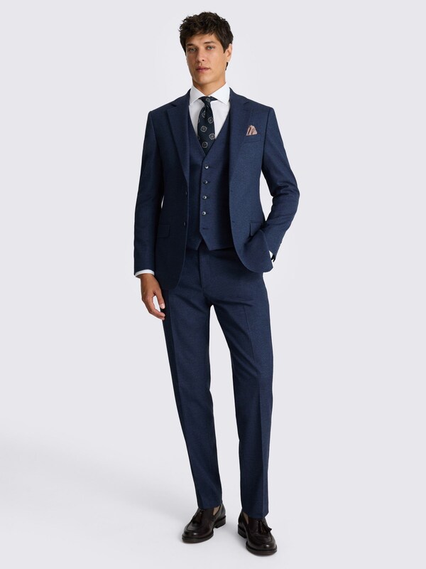 seraphine MOSS Blue Tailored Fit Flannel Suit Jacket