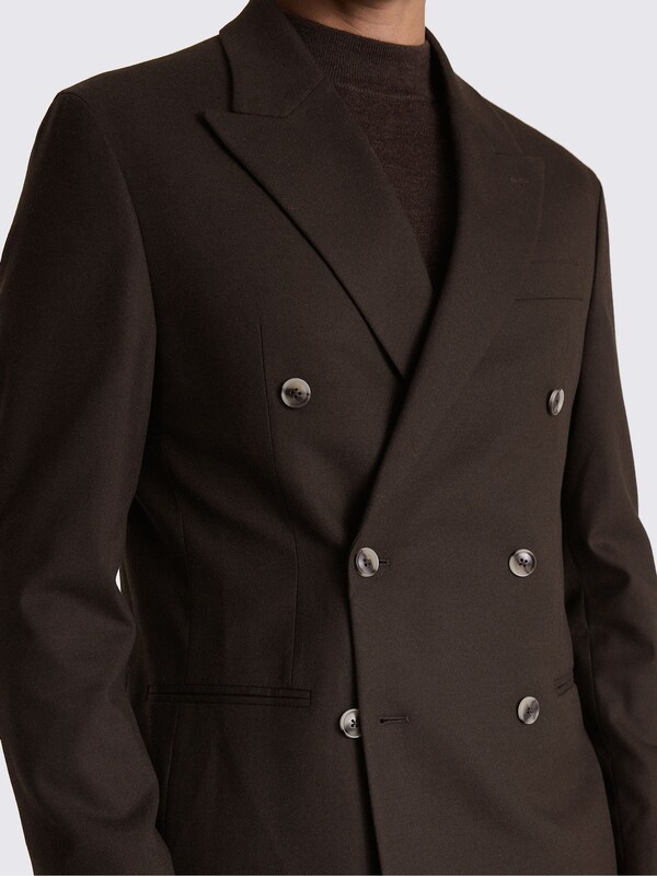 Seraphine MOSS Brown Relaxed Fit Flannel Double Breasted Suit Jacket