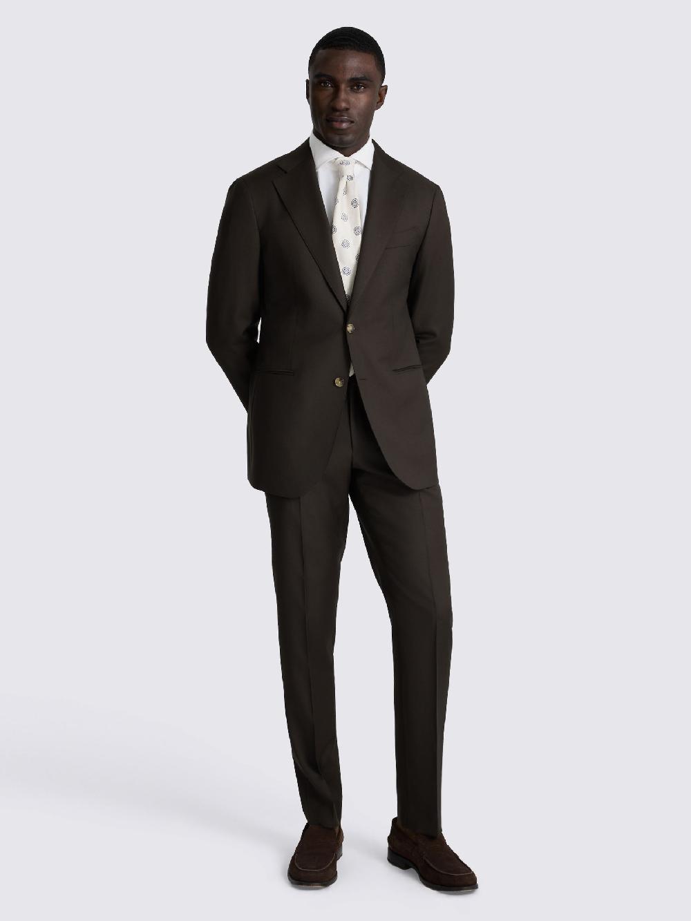 seraphine MOSS Brown Tailored Fit Italian Twill Suit Jacket
