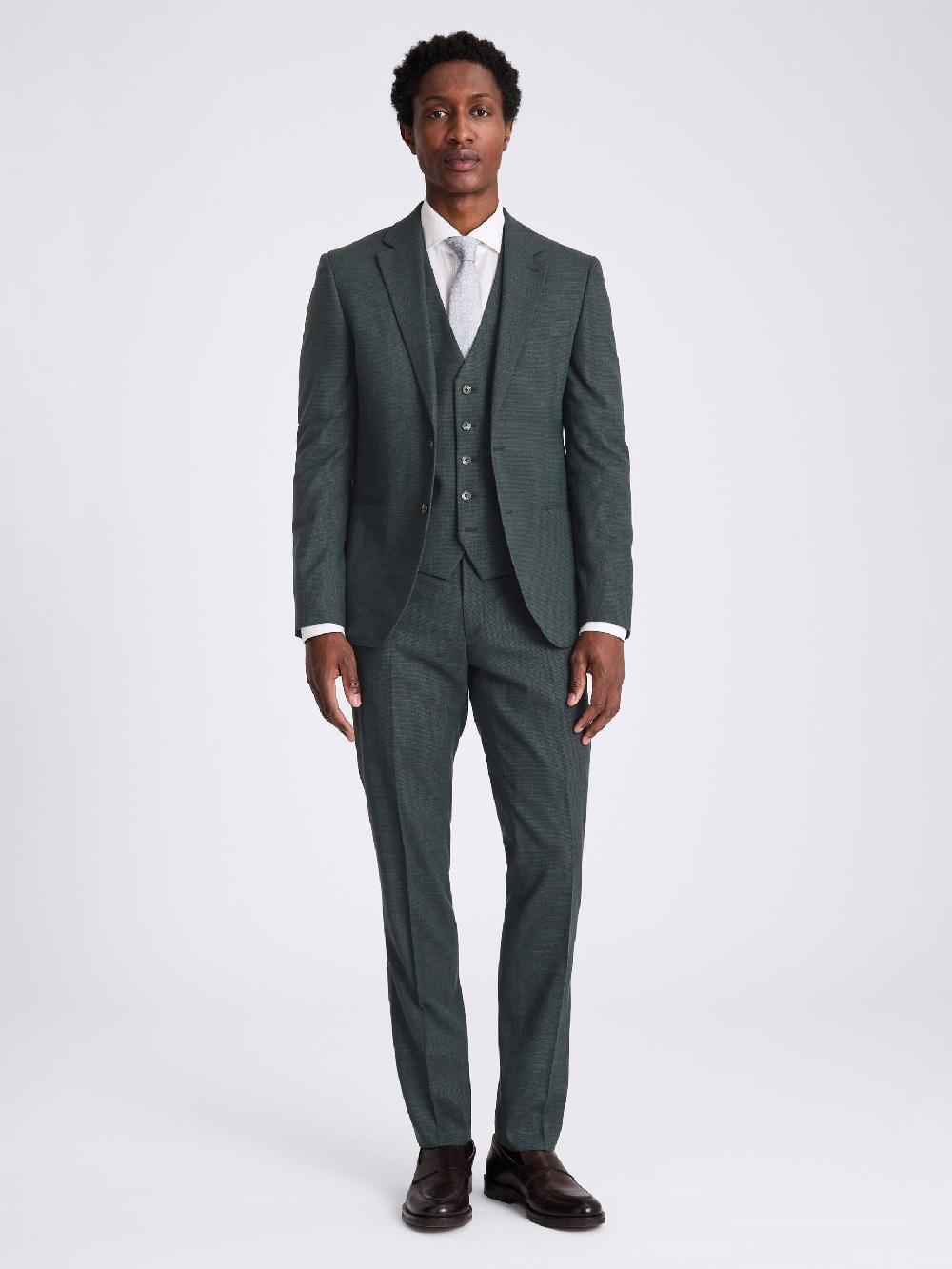 seraphine MOSS Dark Green Slim Fit Puppytooth Suit Jacket