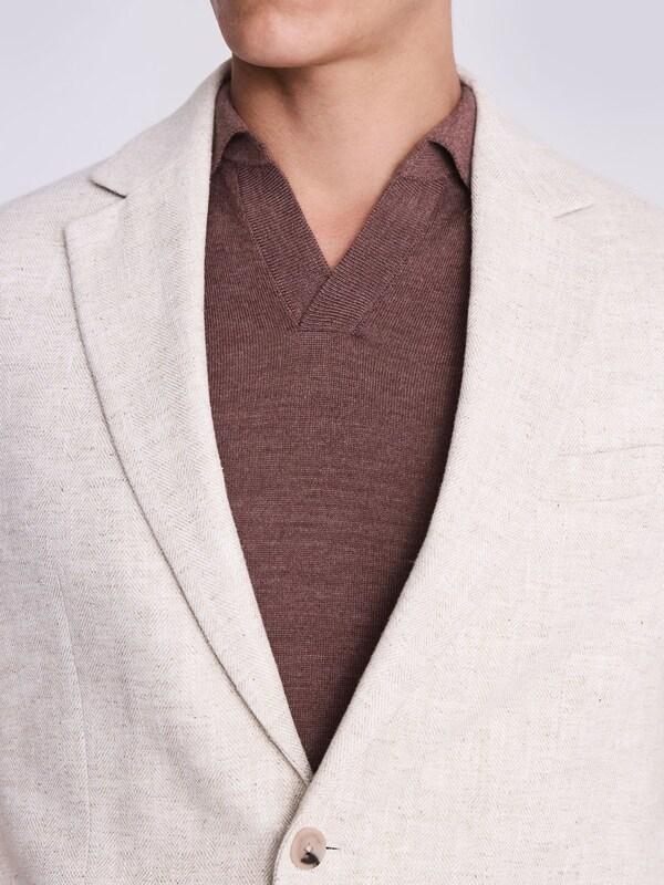 Seraphine MOSS Ecru Tailored Fit Herringbone Suit Jacket