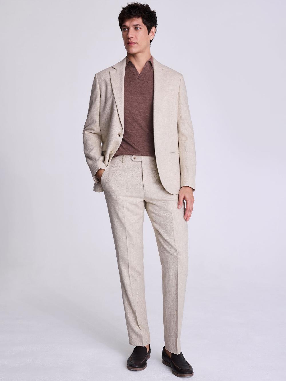 seraphine MOSS Ecru Tailored Fit Herringbone Suit Jacket