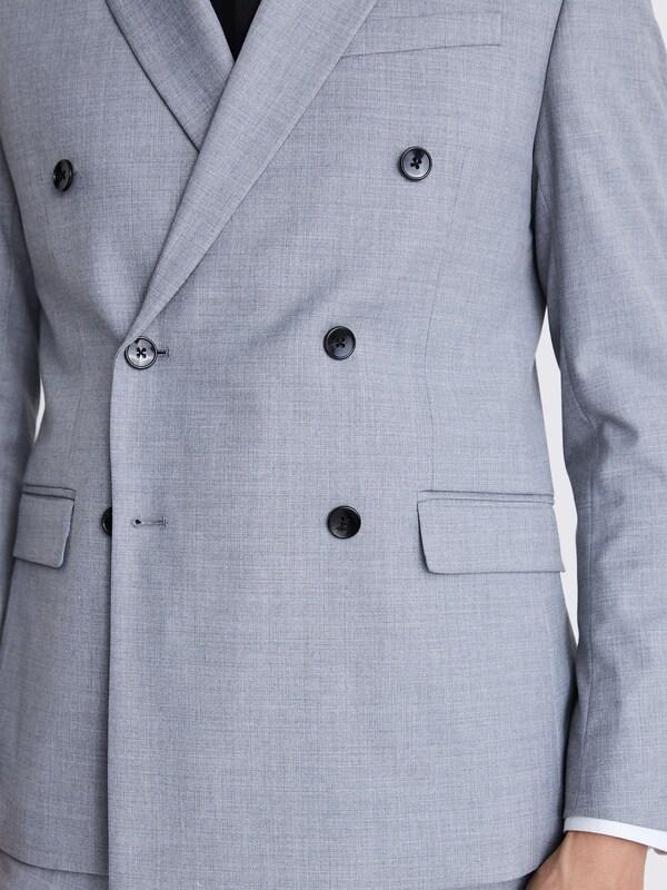 Seraphine MOSS Grey Slim Fit Double Breasted Stretch Suit Jacket