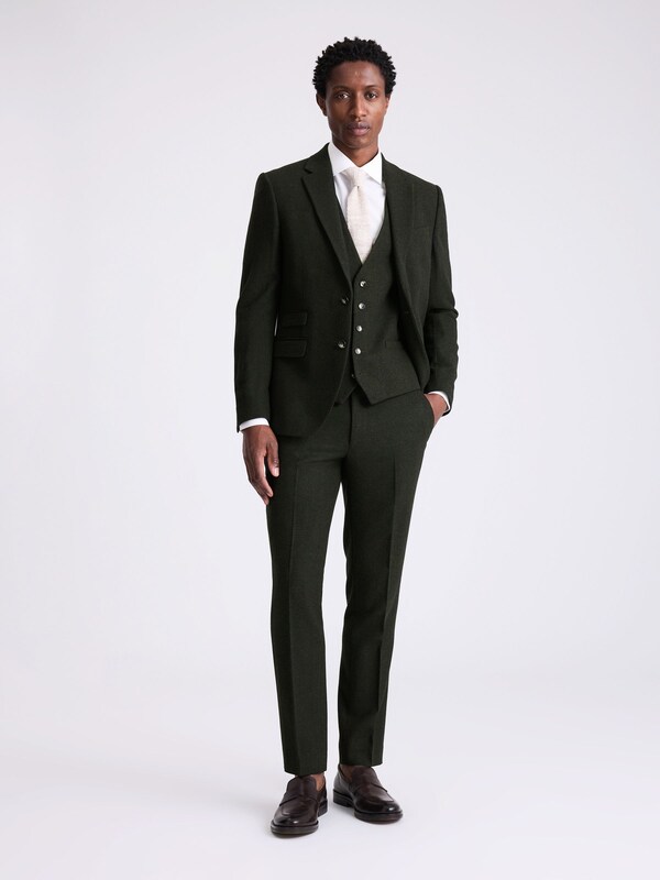 seraphine MOSS Khaki Slim Fit Donegal Tweed Suit Jacket