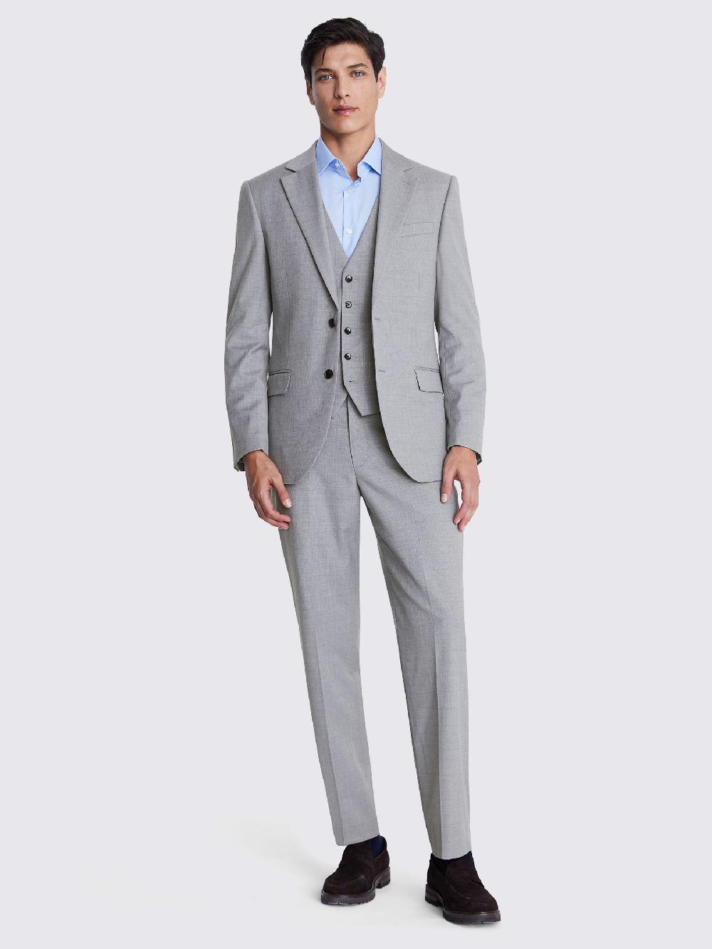 seraphine MOSS Light Grey Regular Fit Stretch Suit Jacket