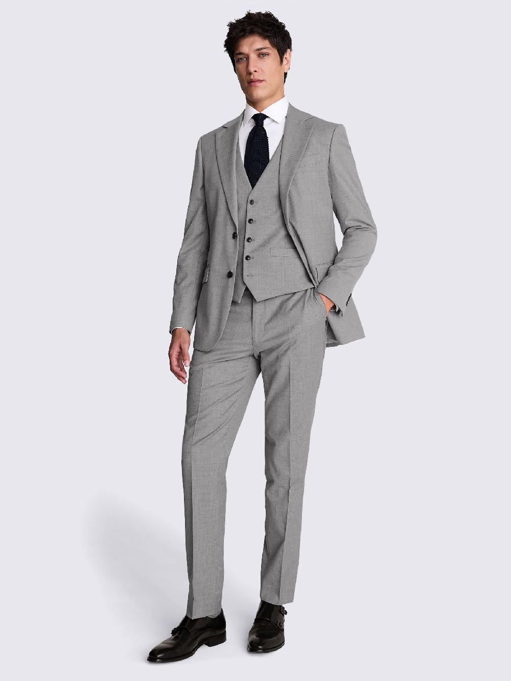 seraphine MOSS Light Grey Tailored Fit Stretch Suit Jacket