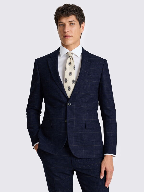 Seraphine MOSS Navy Black Check Slim Fit Suit Jacket