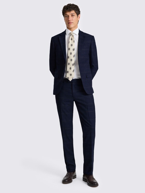 Seraphine MOSS Navy Black Check Slim Fit Suit Jacket