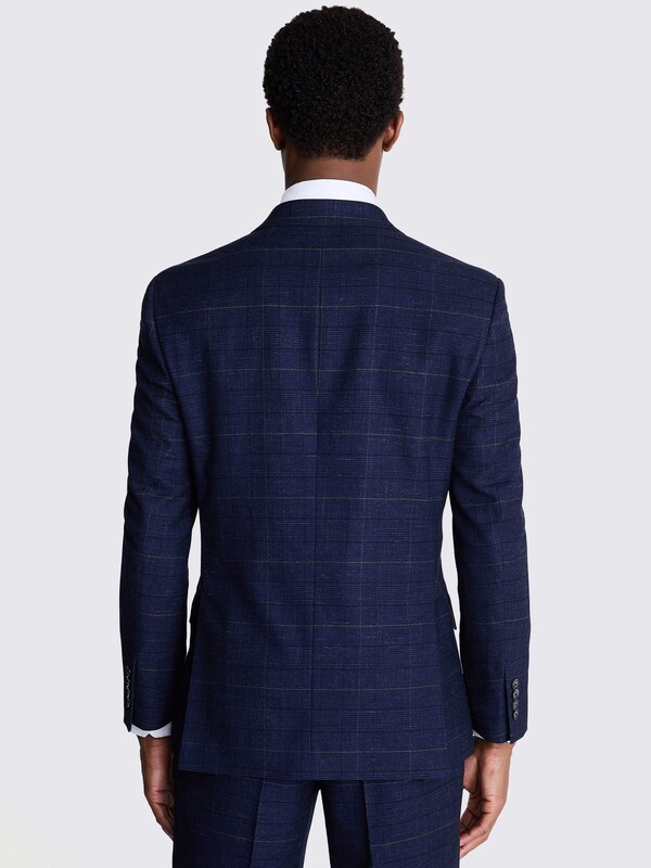 Seraphine MOSS Navy Black Check Tailored Fit Double Breasted Suit Jacket