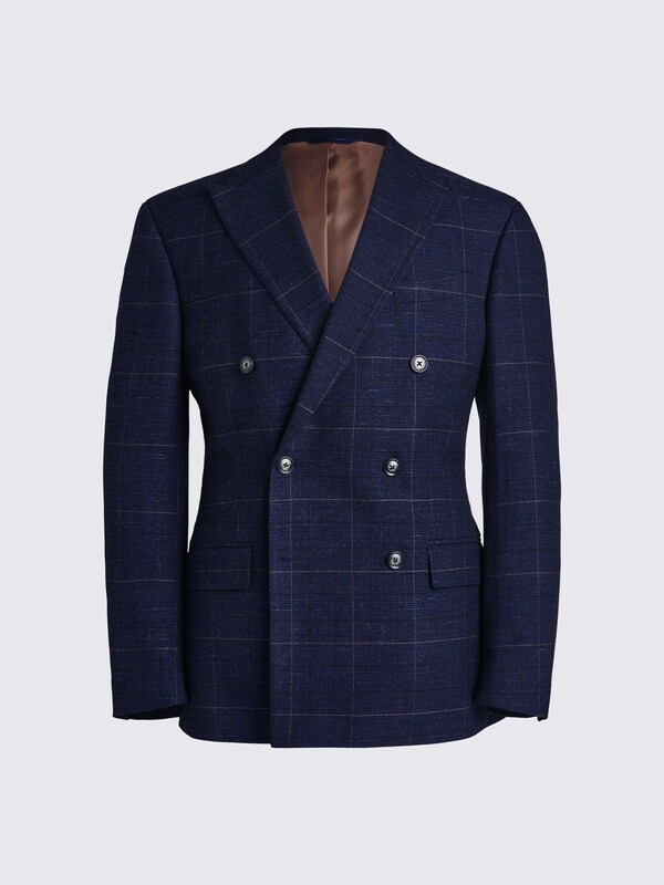 Seraphine MOSS Navy Black Check Tailored Fit Double Breasted Suit Jacket