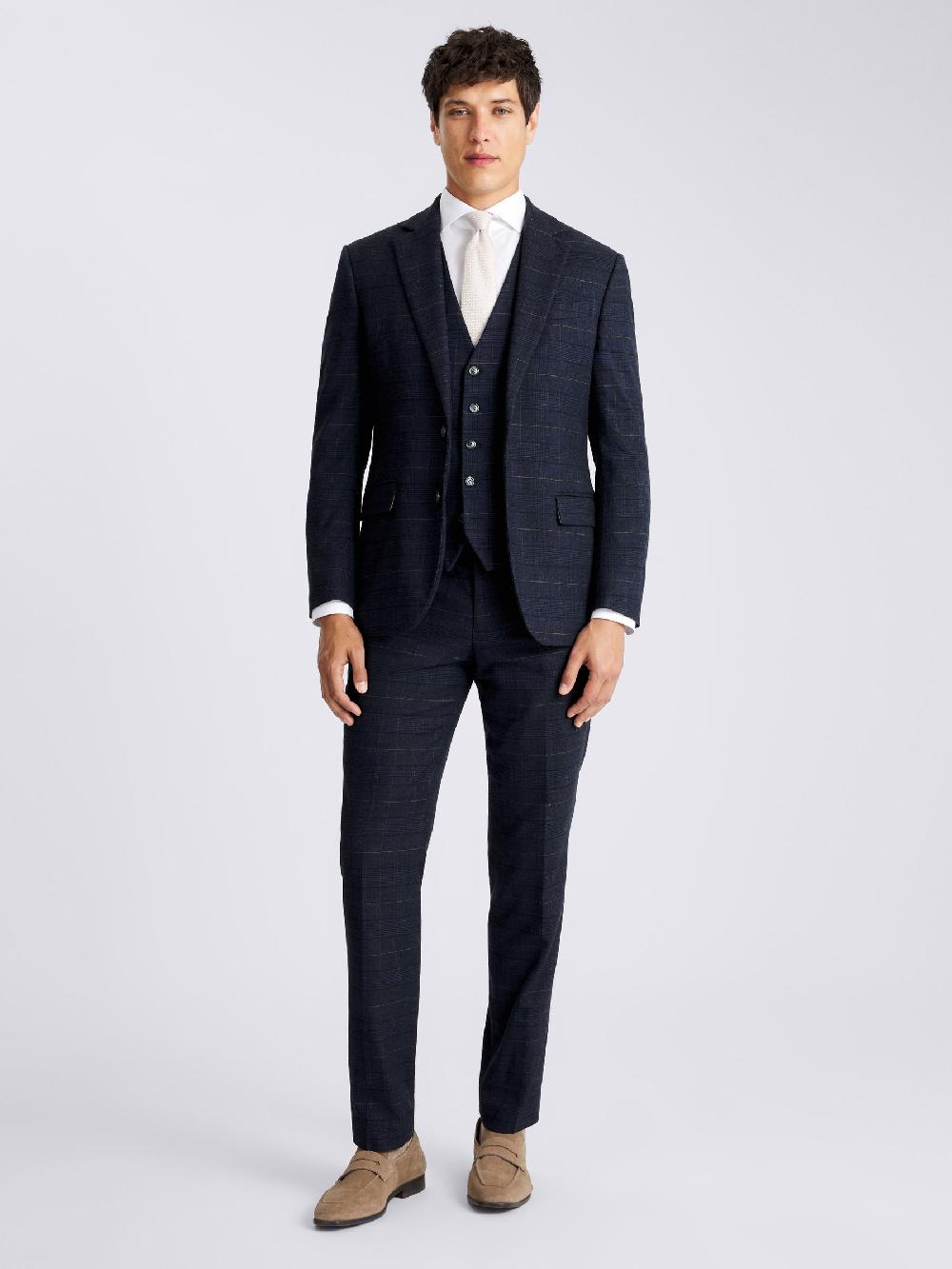 seraphine MOSS Navy Black Check Tailored Fit Suit Jacket