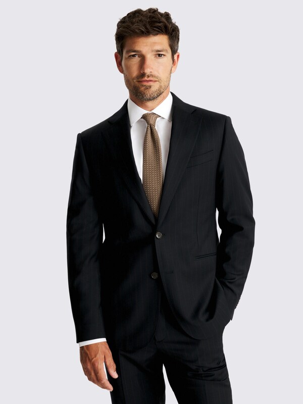 Seraphine MOSS Navy Brown Stripe Tailored Fit Performance Suit Jacket