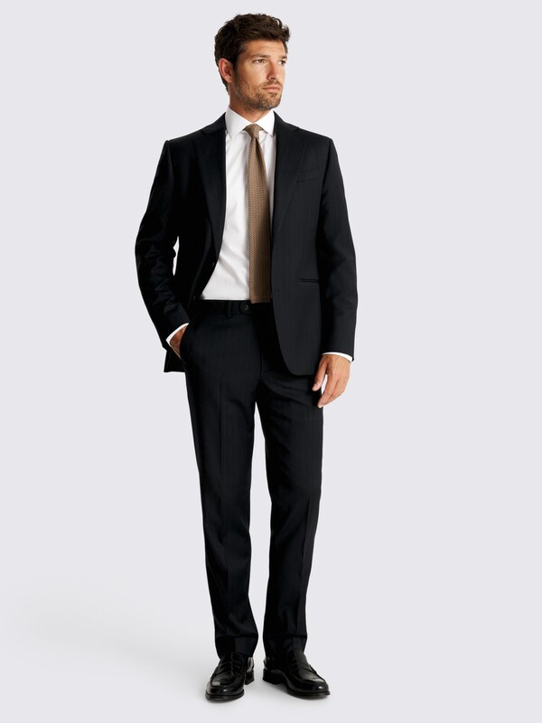 Seraphine MOSS Navy Brown Stripe Tailored Fit Performance Suit Jacket