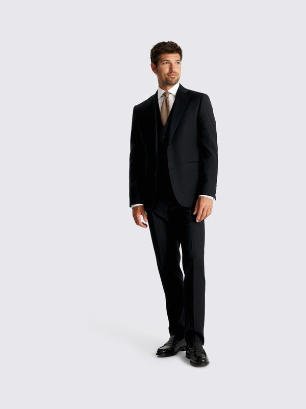 seraphine MOSS Navy Brown Stripe Tailored Fit Performance Suit Jacket