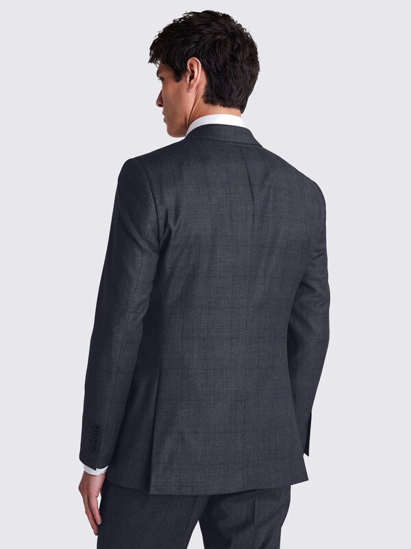 Seraphine MOSS Navy Check Tailored Fit Tailored Fit Performance Double Breasted Suit Jacket