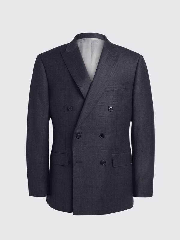 Seraphine MOSS Navy Check Tailored Fit Tailored Fit Performance Double Breasted Suit Jacket