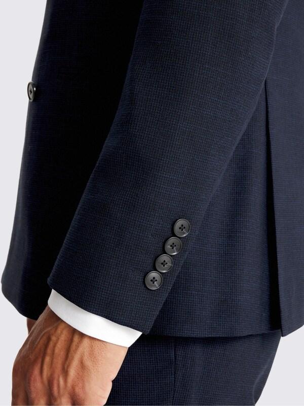 Seraphine MOSS Navy Slim Fit Double Breasted Puppytooth Suit Jacket