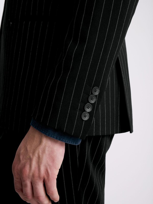 Seraphine MOSS Navy Stripe Slim Fit Double Breasted Suit Jacket