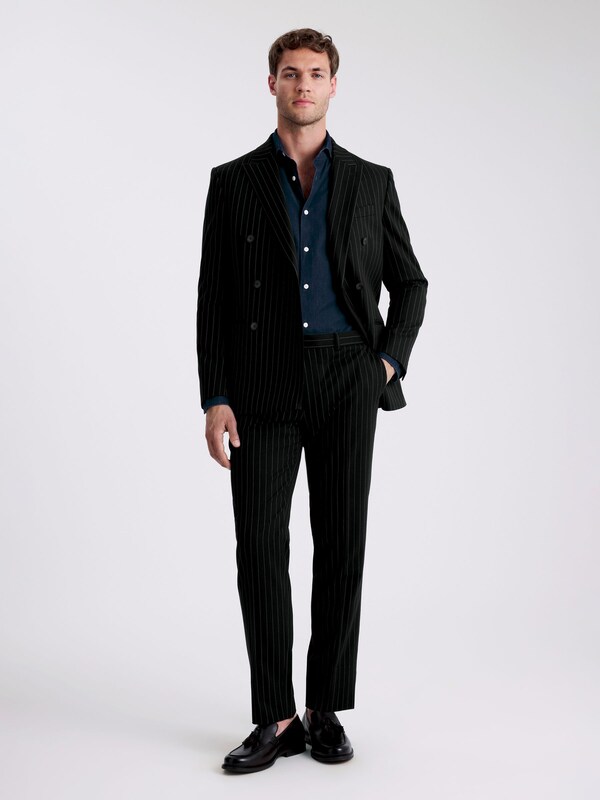 seraphine MOSS Navy Stripe Slim Fit Double Breasted Suit Jacket