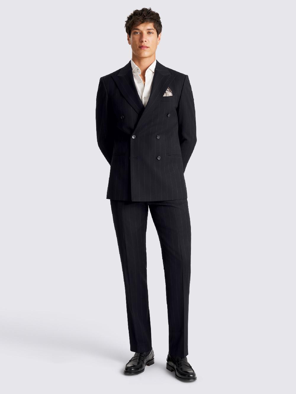 seraphine MOSS Navy Stripe Tailored Fit Suit Jacket