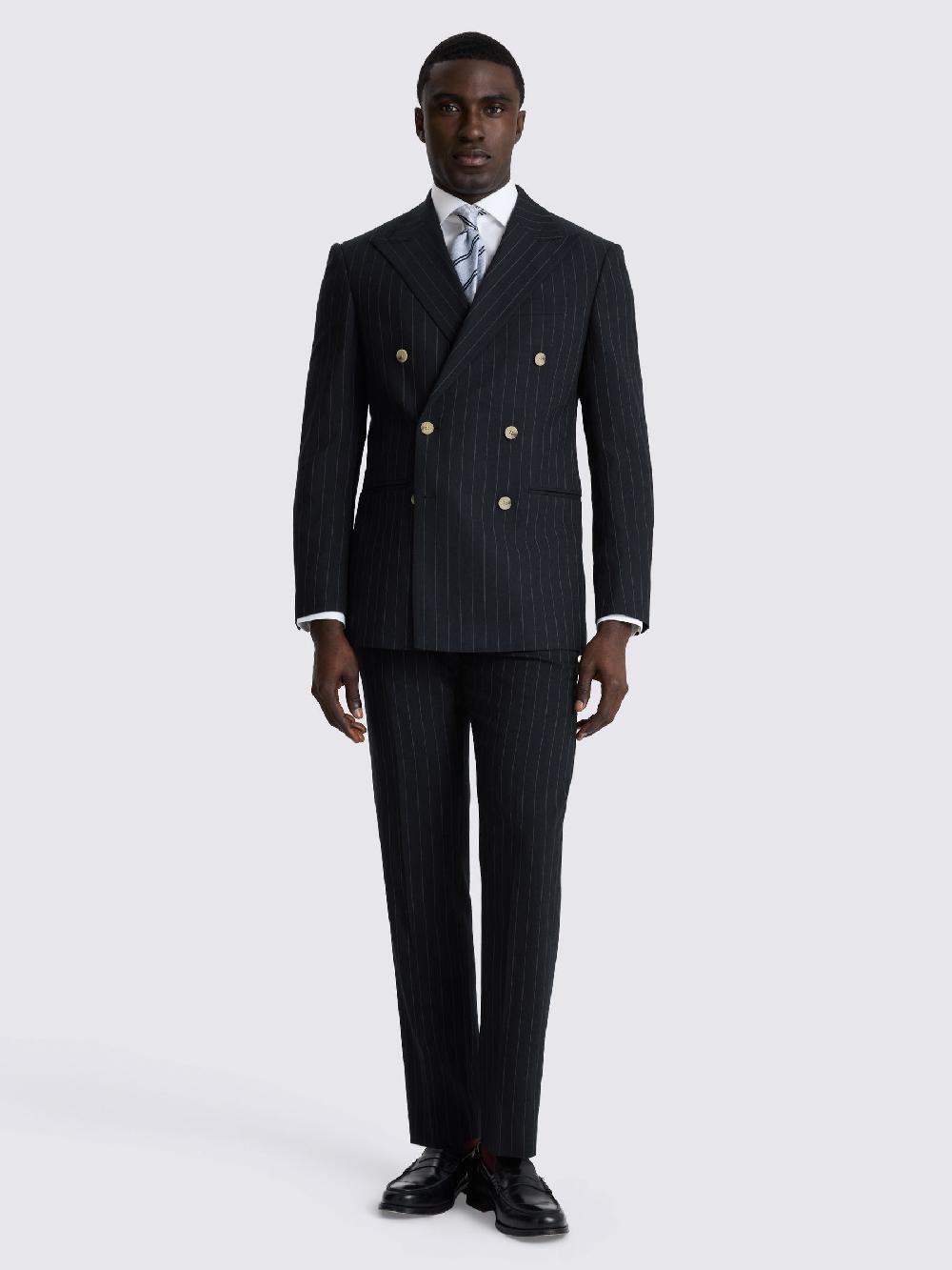 seraphine MOSS Navy Stripe Tailored Fit Suit Jacket