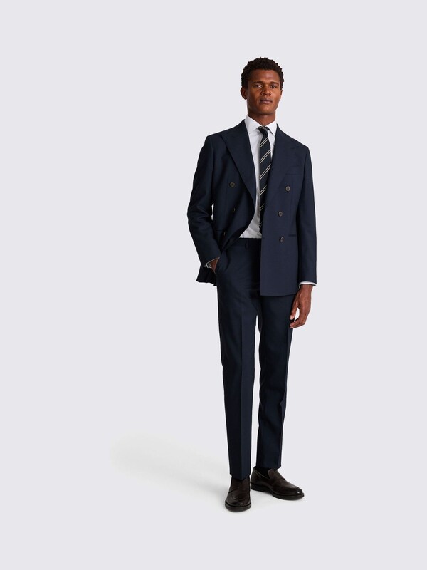 seraphine Moss Navy Tailored Fit Double Breasted Italian Suit Jacket