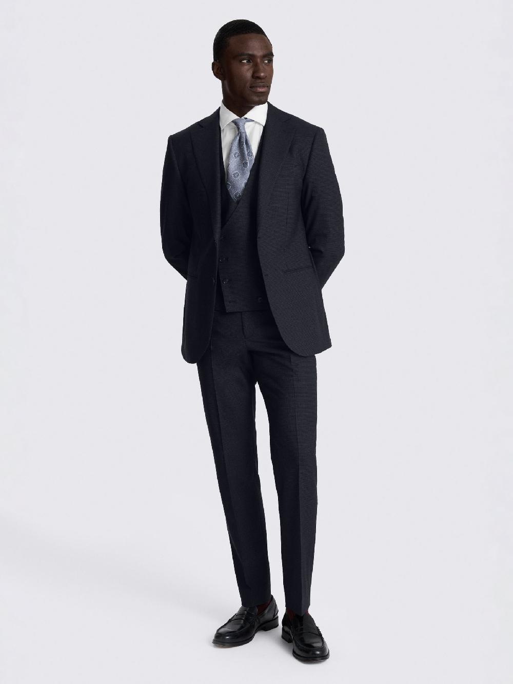 seraphine MOSS Navy Tailored Fit Performance Puppytooth Suit Jacket